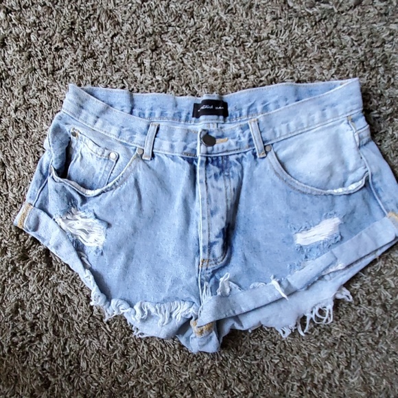 mustard seed denim shorts